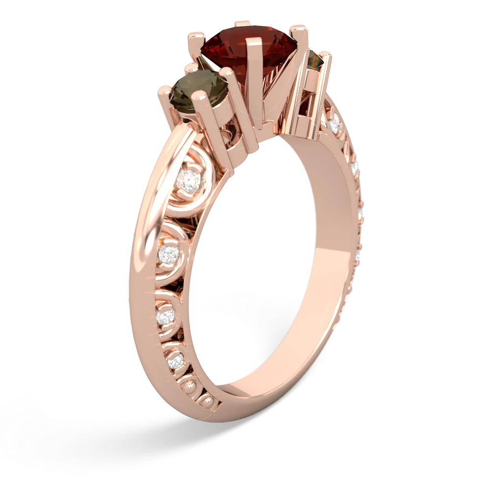 Garnet Art Deco Eternal Embrace Engagement 14K Rose Gold ring C2003