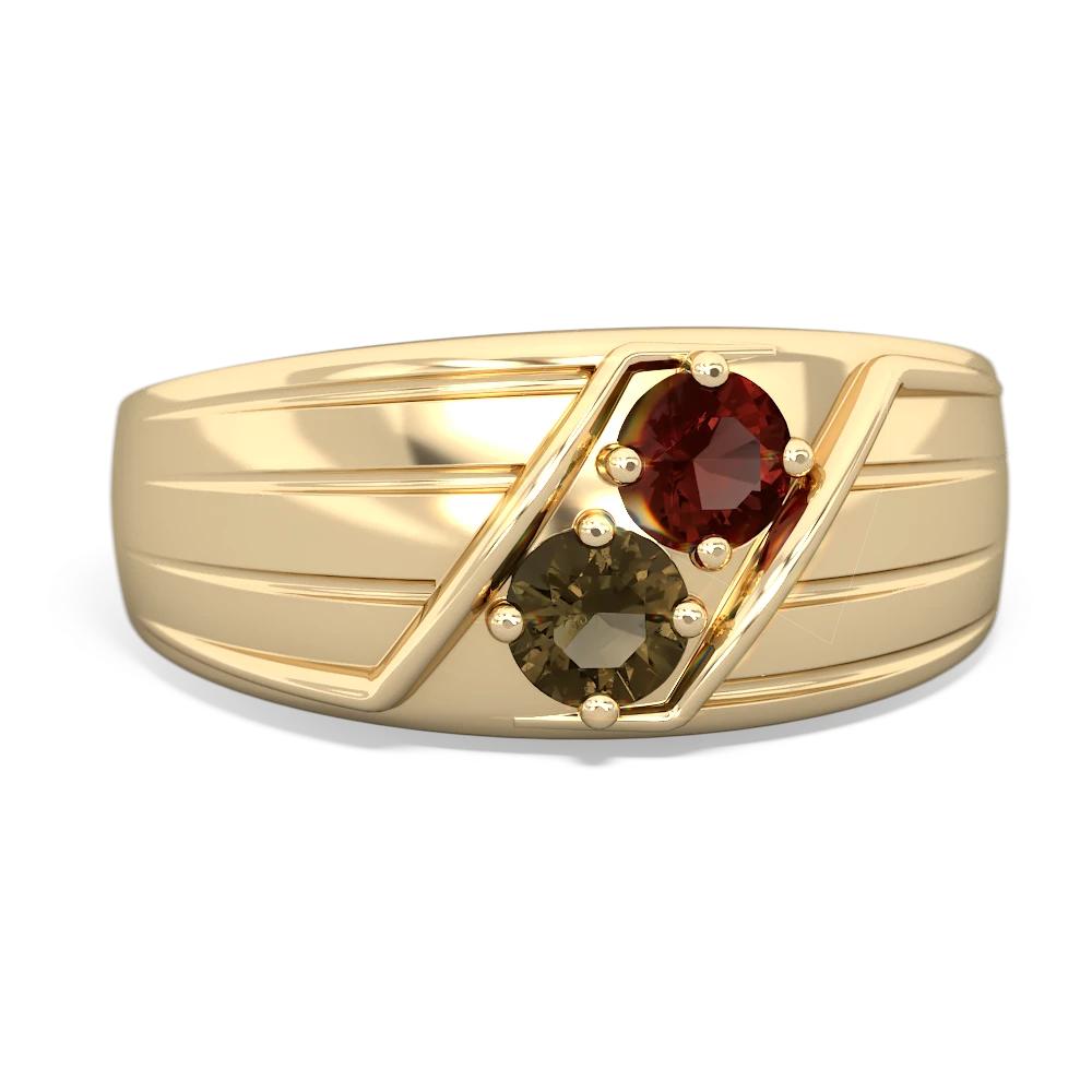 Garnet Men's Streamline 14K Yellow Gold ring R0460