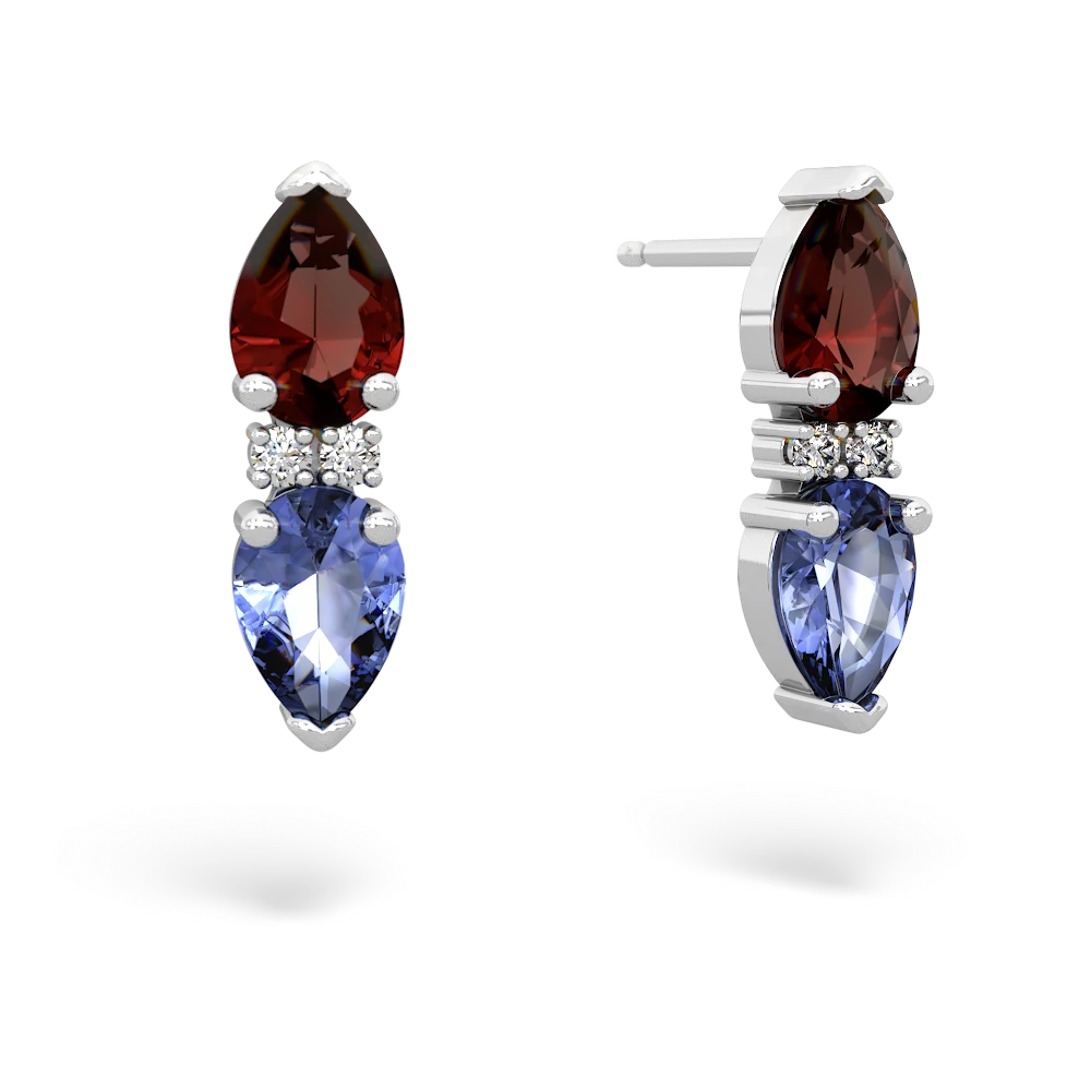 Garnet Bowtie Drop 14K White Gold earrings E0865