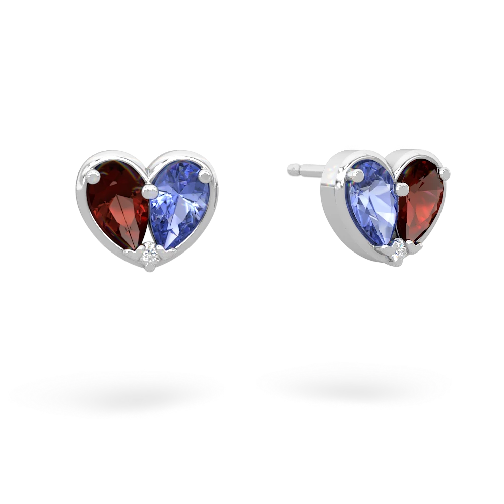 Garnet 'Our Heart' 14K White Gold earrings E5072