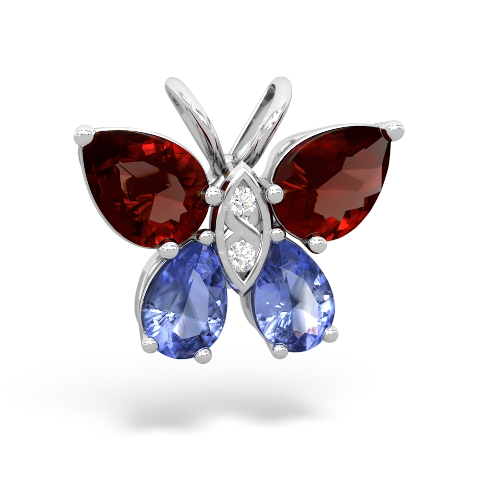 Garnet Butterfly 14K White Gold pendant P2215