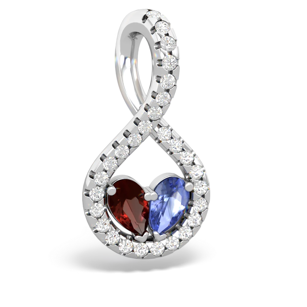 Garnet Pave Twist 'One Heart' 14K White Gold pendant P5360