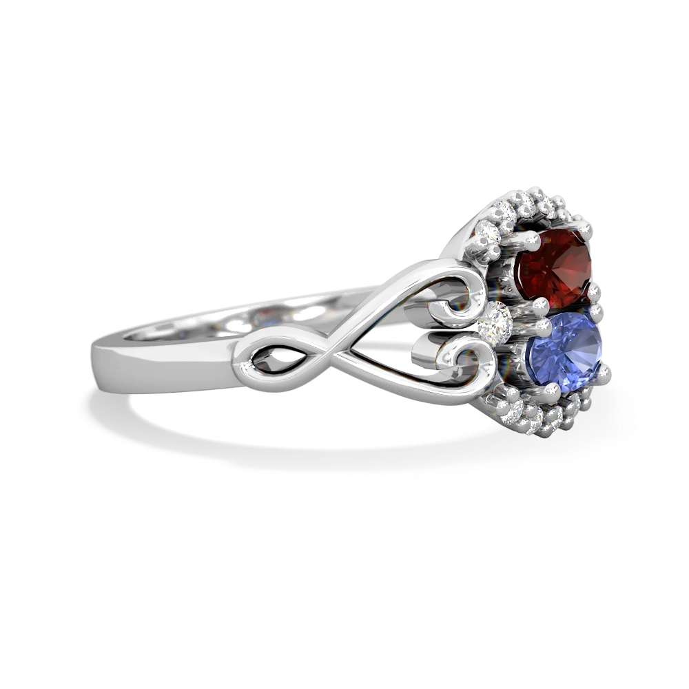 Garnet Love Nest 14K White Gold ring R5860