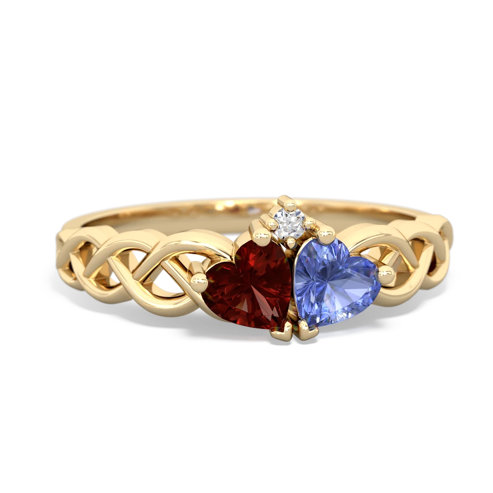 Garnet Heart To Heart Braid 14K Yellow Gold ring R5870