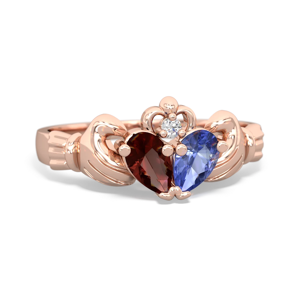 Garnet 'Our Heart' Claddagh 14K Rose Gold ring R2388