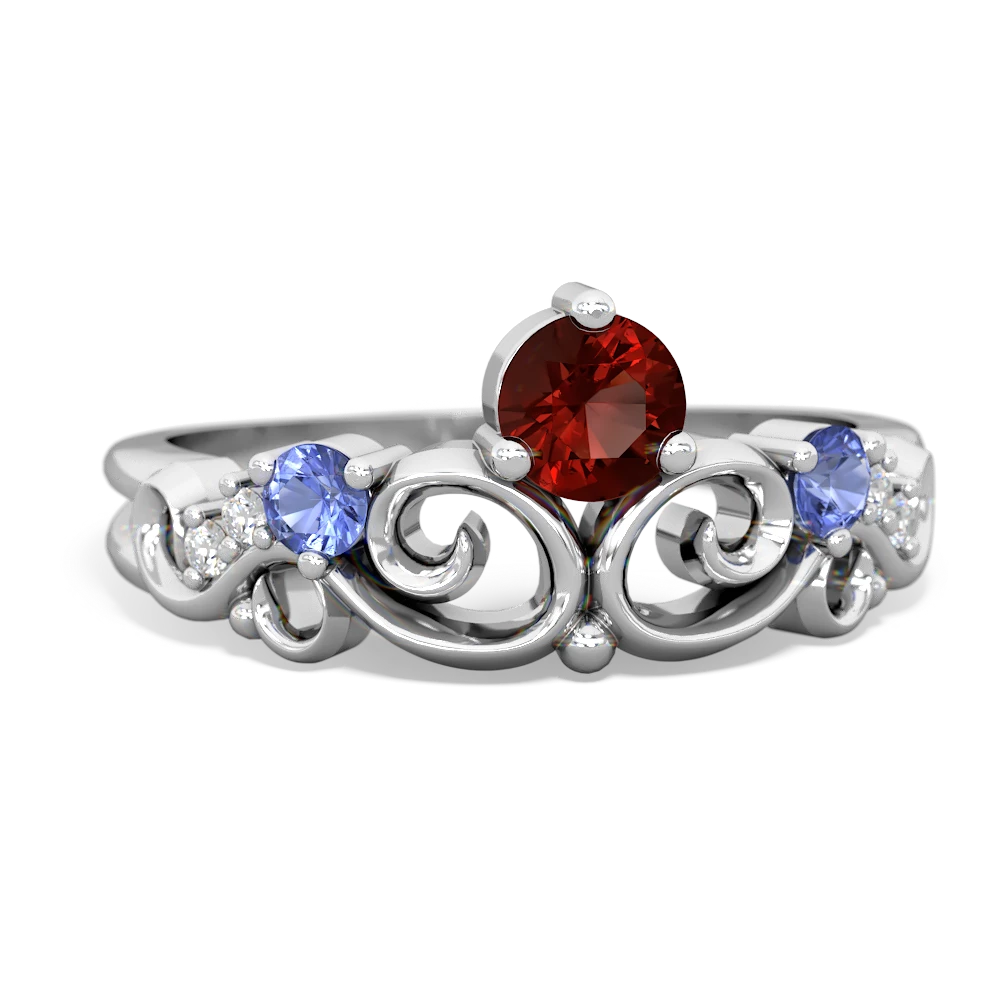 Garnet Crown Keepsake 14K White Gold ring R5740