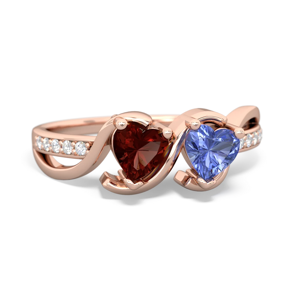 Garnet Side By Side 14K Rose Gold ring R3090