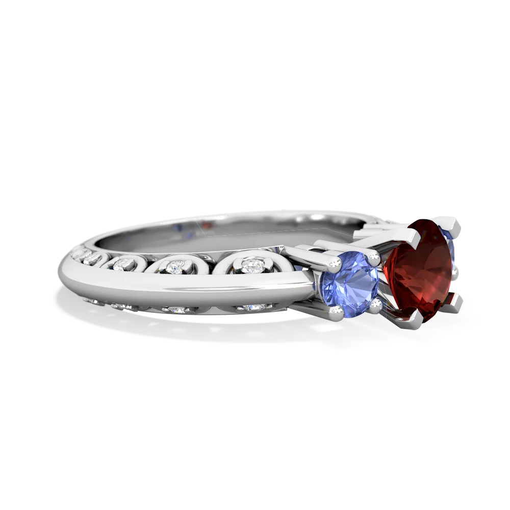 Garnet Art Deco Eternal Embrace Engagement 14K White Gold ring C2003