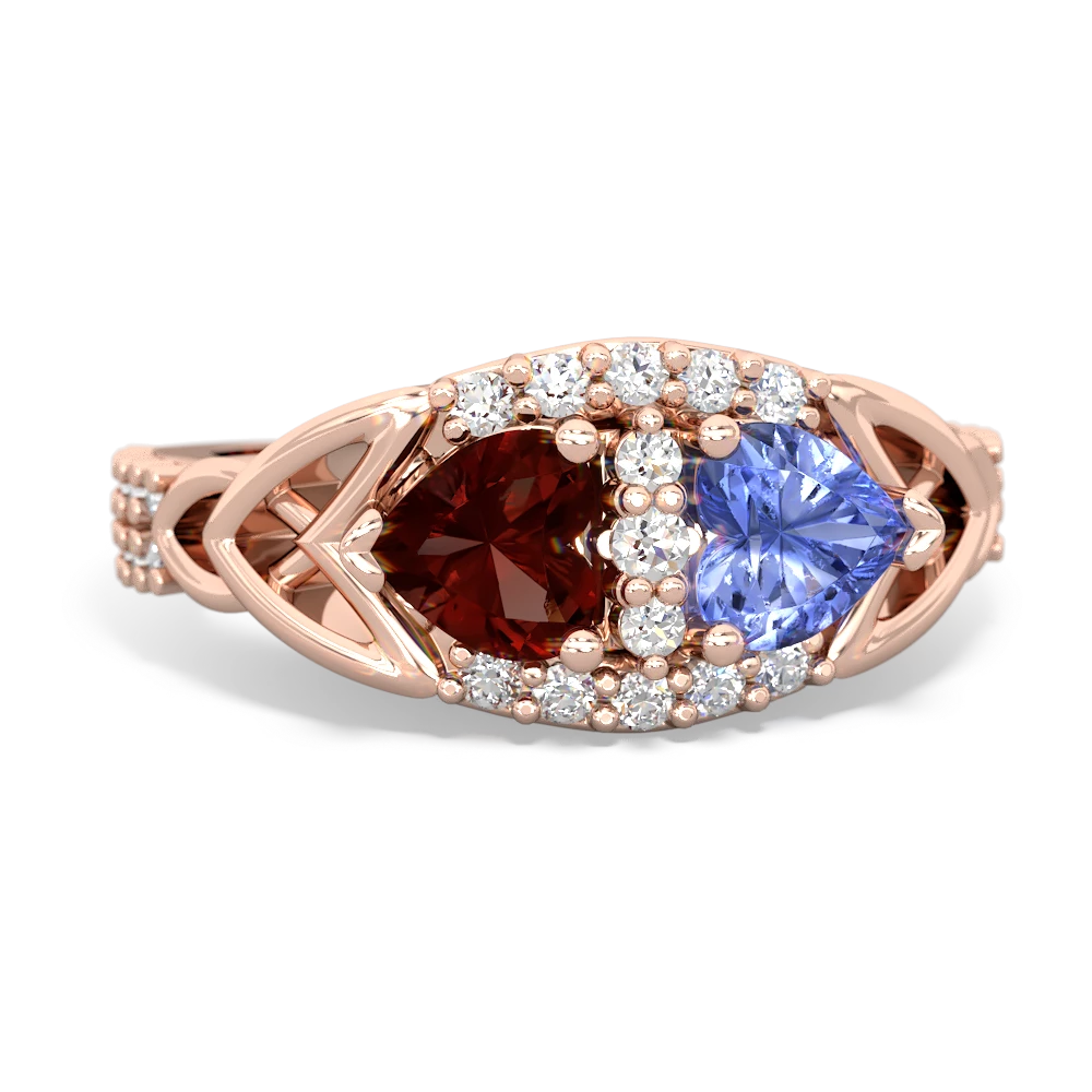 Garnet Sparkling Celtic Knot 14K Rose Gold ring R2645