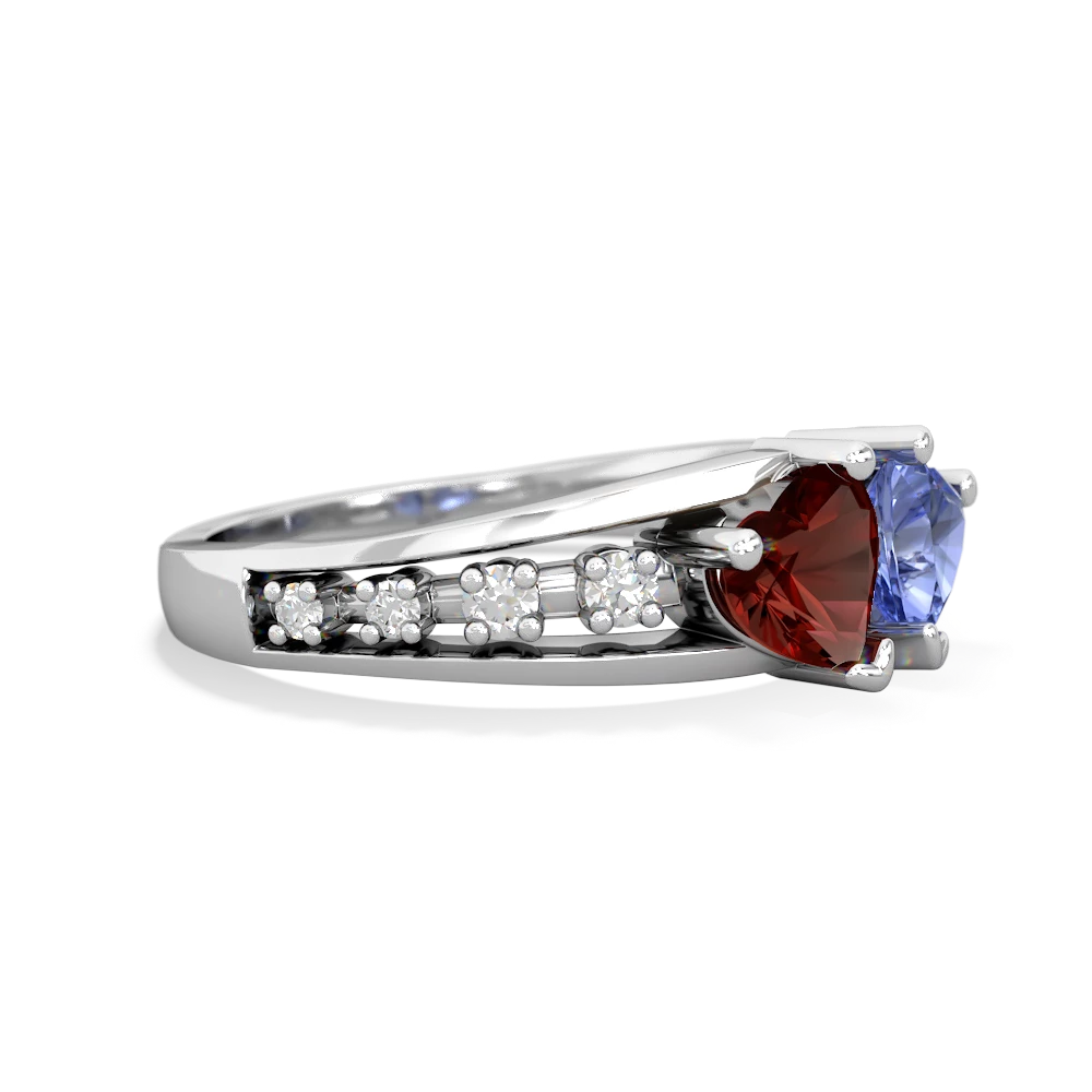 Garnet Heart To Heart 14K White Gold ring R3342