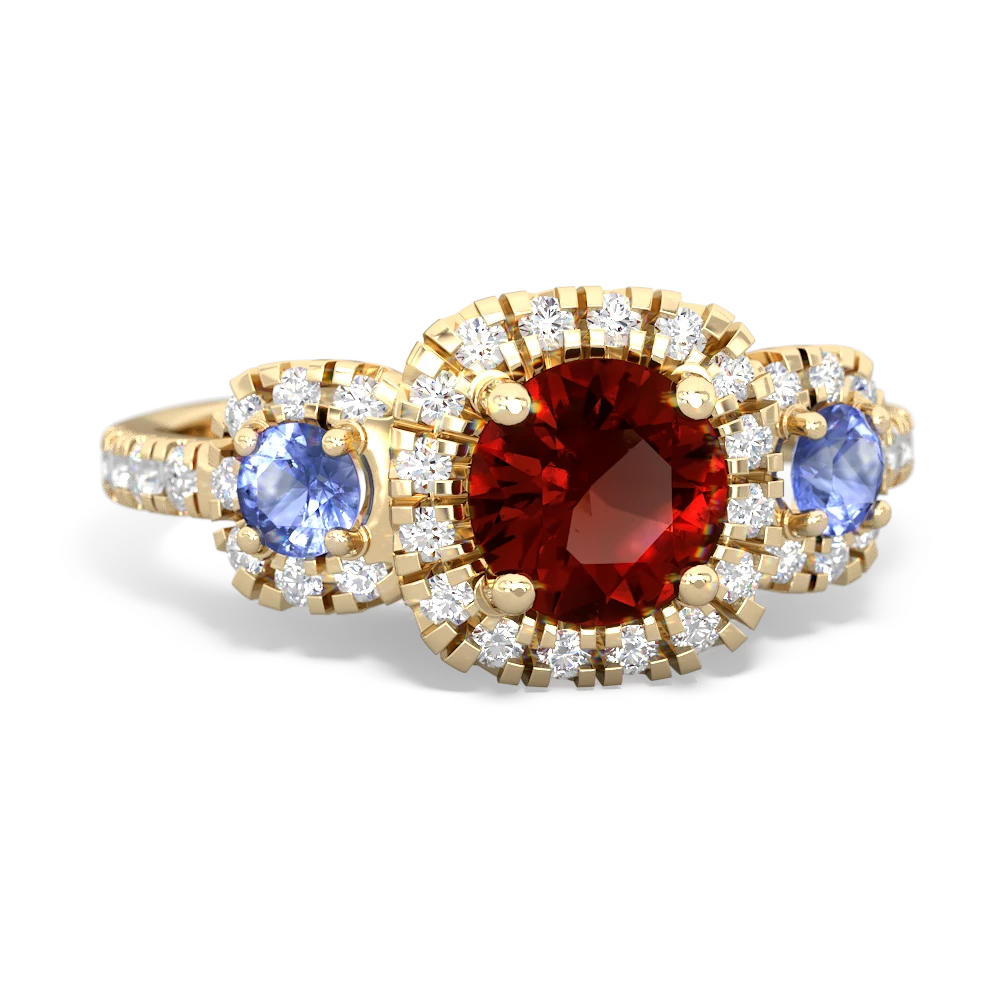 Garnet Regal Halo 14K Yellow Gold ring R5350