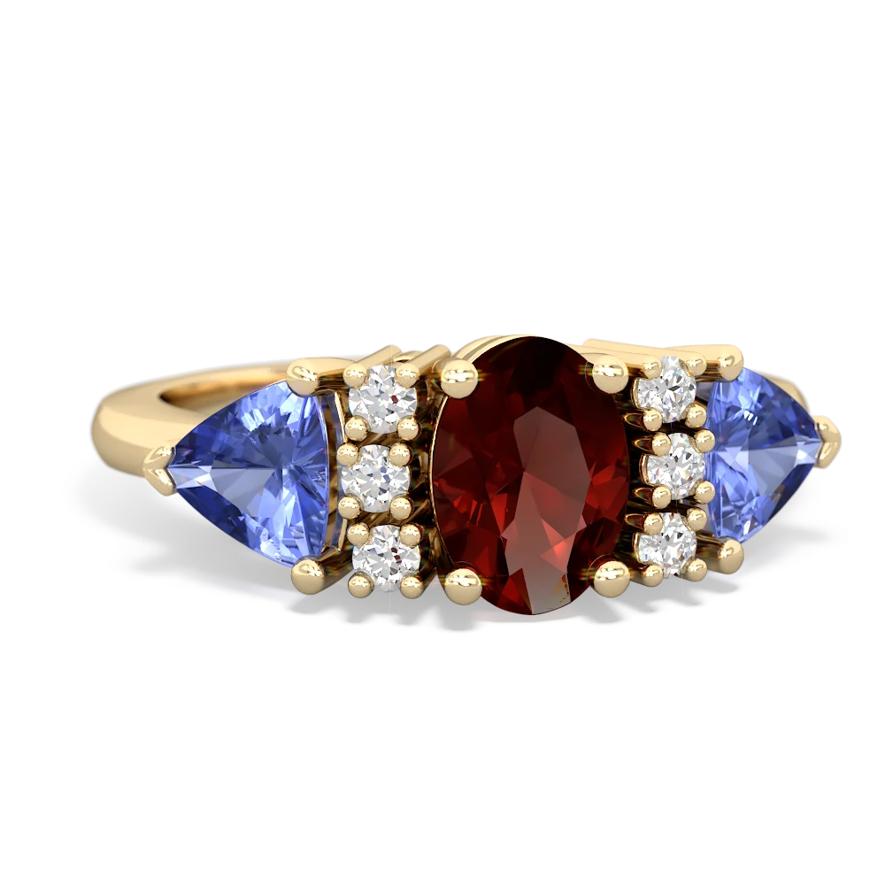 Garnet Antique Style Three Stone 14K Yellow Gold ring R2186