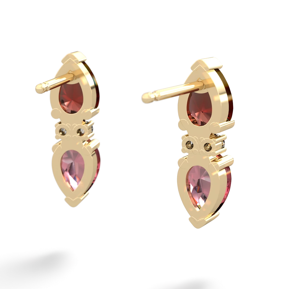 Garnet Bowtie Drop 14K Yellow Gold earrings E0865