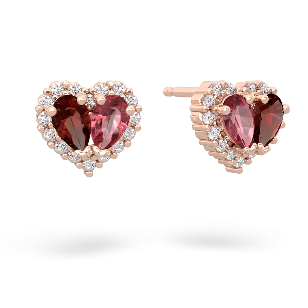 Garnet Halo 14K Rose Gold earrings E7008