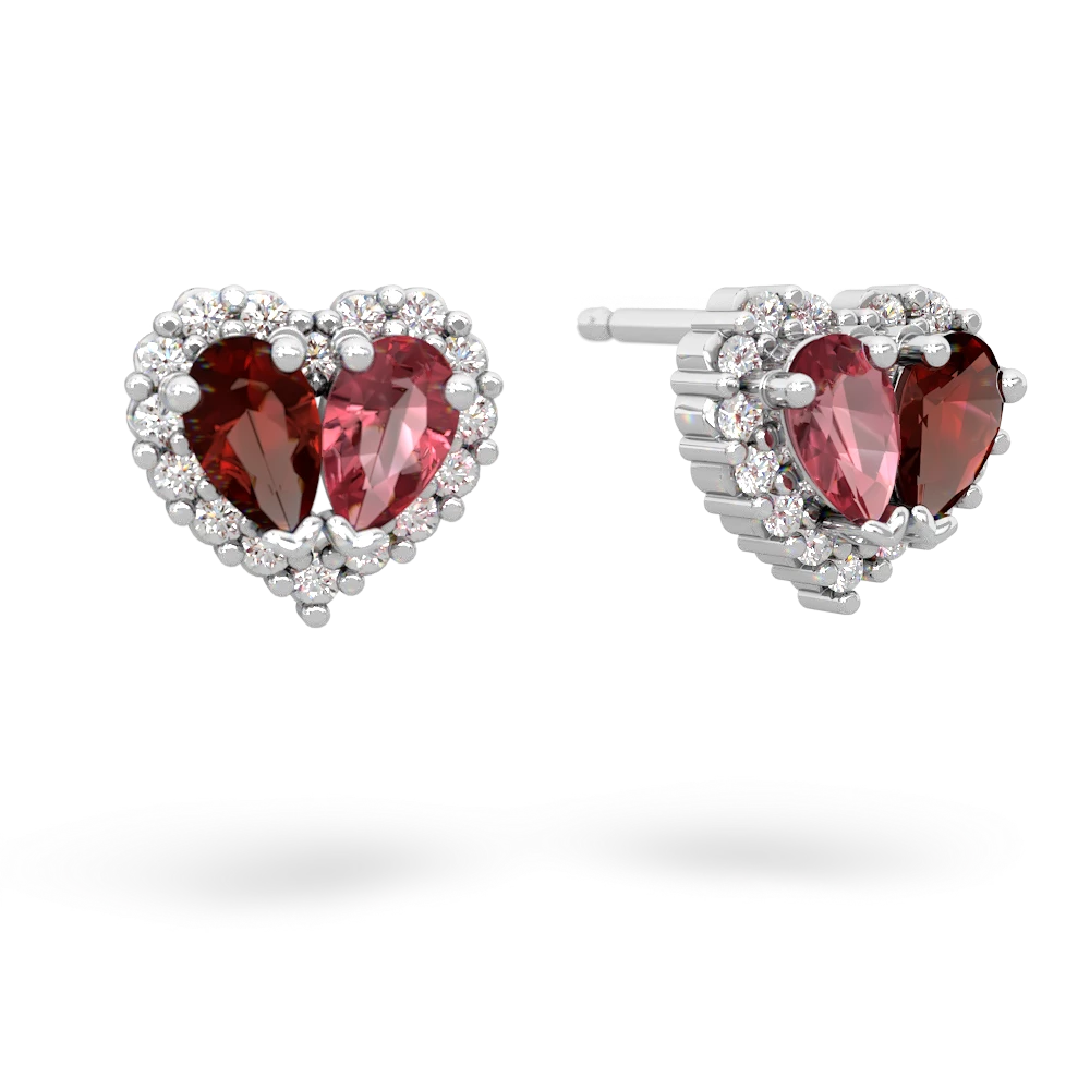 Garnet Halo 14K White Gold earrings E7008