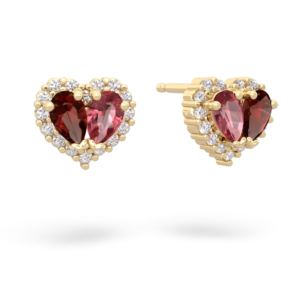 Garnet Halo 14K Yellow Gold earrings E7008