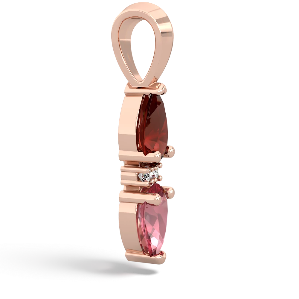 Garnet Bowtie Drop 14K Rose Gold pendant P0865