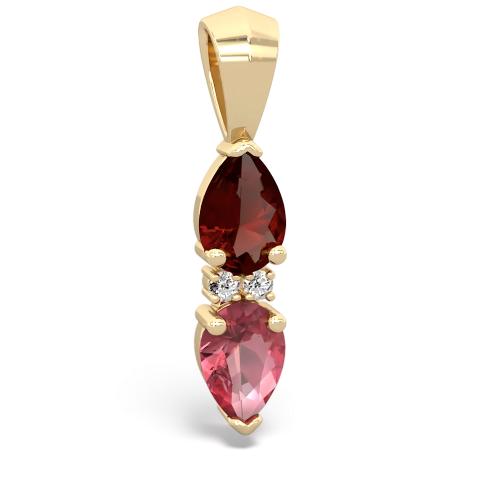 Garnet Bowtie Drop 14K Yellow Gold pendant P0865