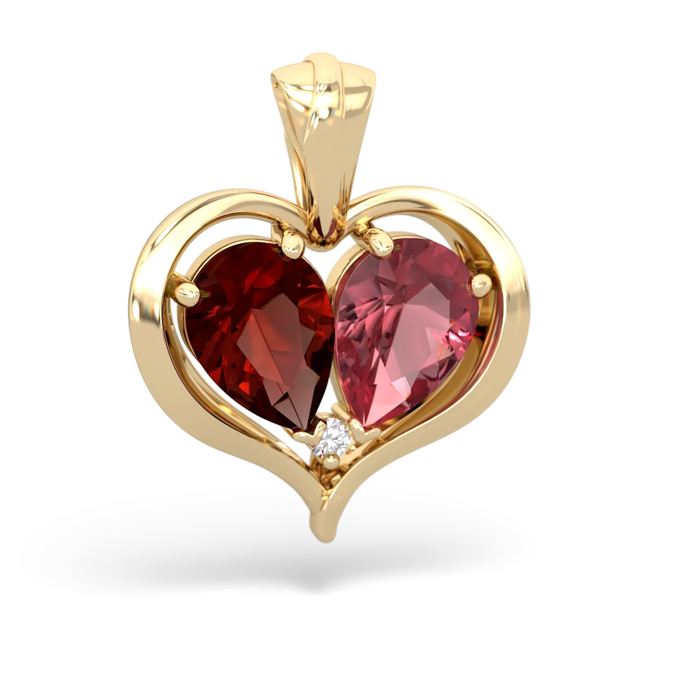 Garnet Two Become One 14K Yellow Gold pendant P5330