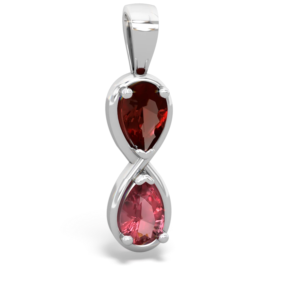Pear Cut Pink Tourmaline & Diamond Pendant Necklace 14K Gold