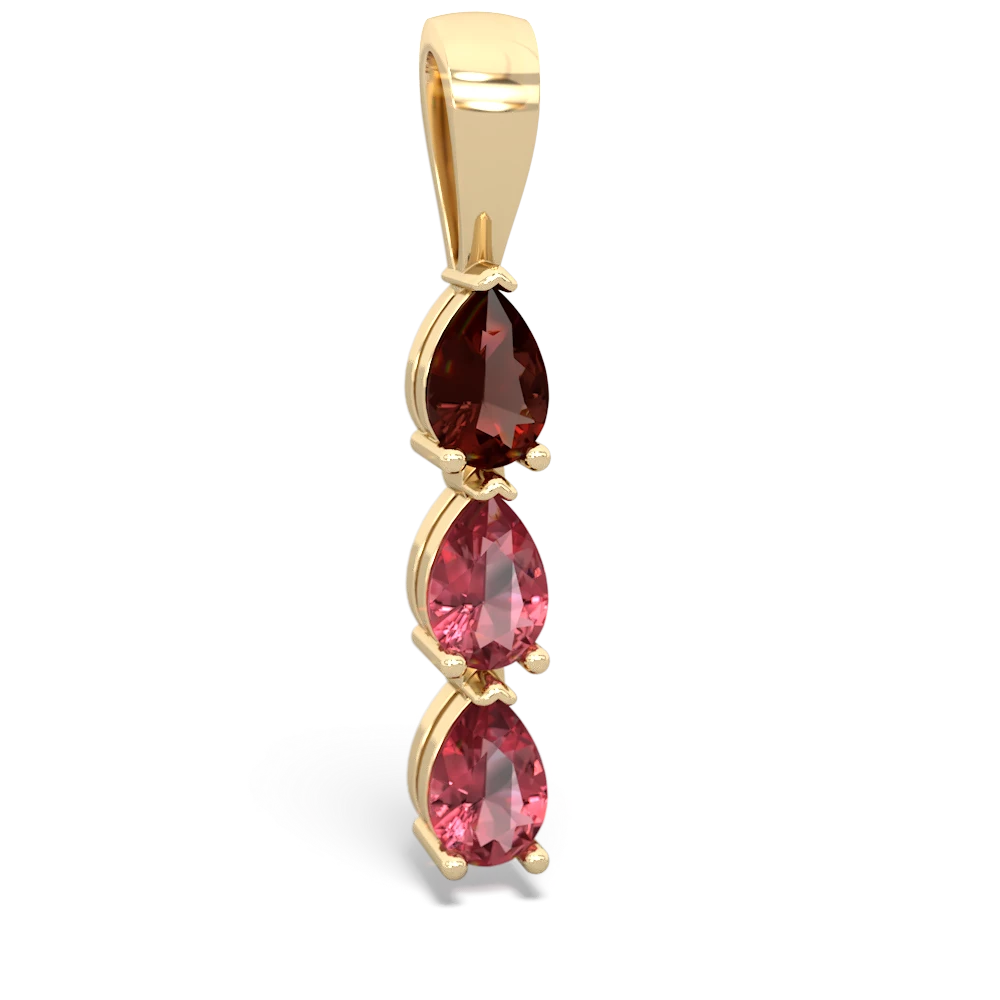 Garnet Dew Drops 14K Yellow Gold pendant P2251