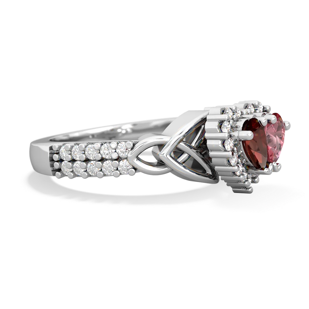 Garnet Celtic Knot Two Hearts As One 14K White Gold ring R2644HRT