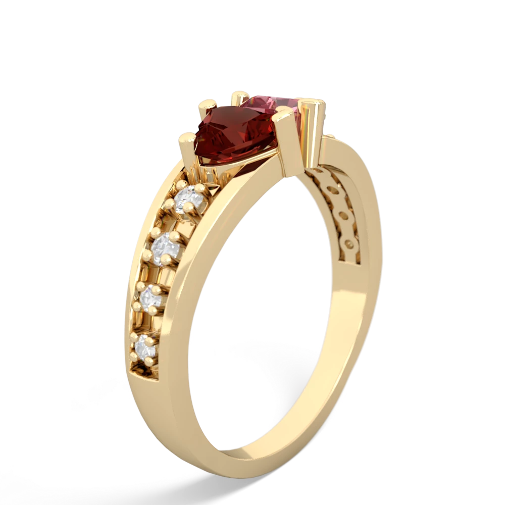 Garnet Heart To Heart 14K Yellow Gold ring R3342