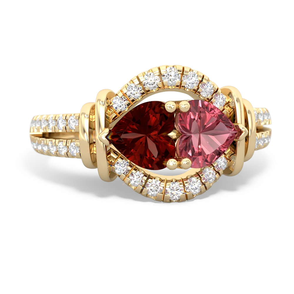 Garnet Art-Deco Keepsake 14K Yellow Gold ring R5630