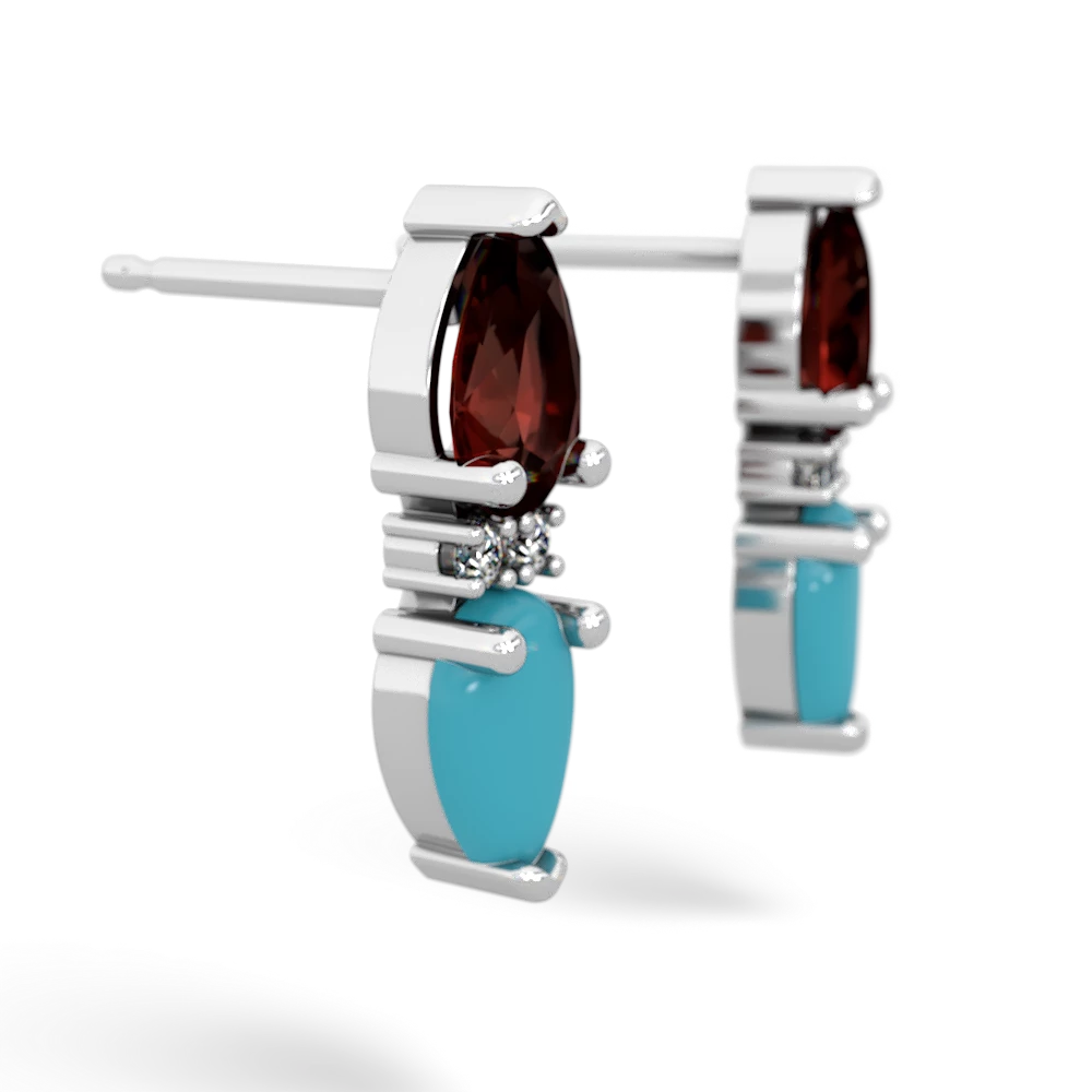 Garnet Bowtie Drop 14K White Gold earrings E0865