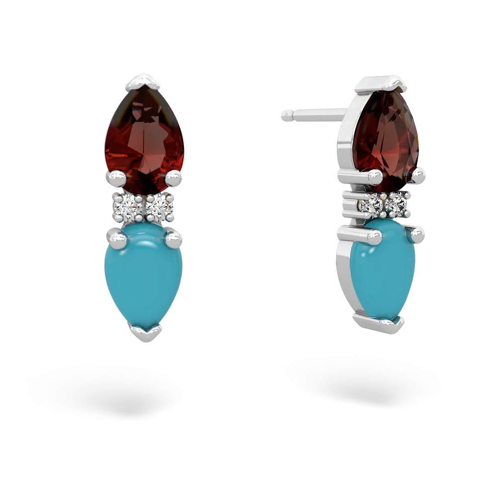 Garnet Bowtie Drop 14K White Gold earrings E0865