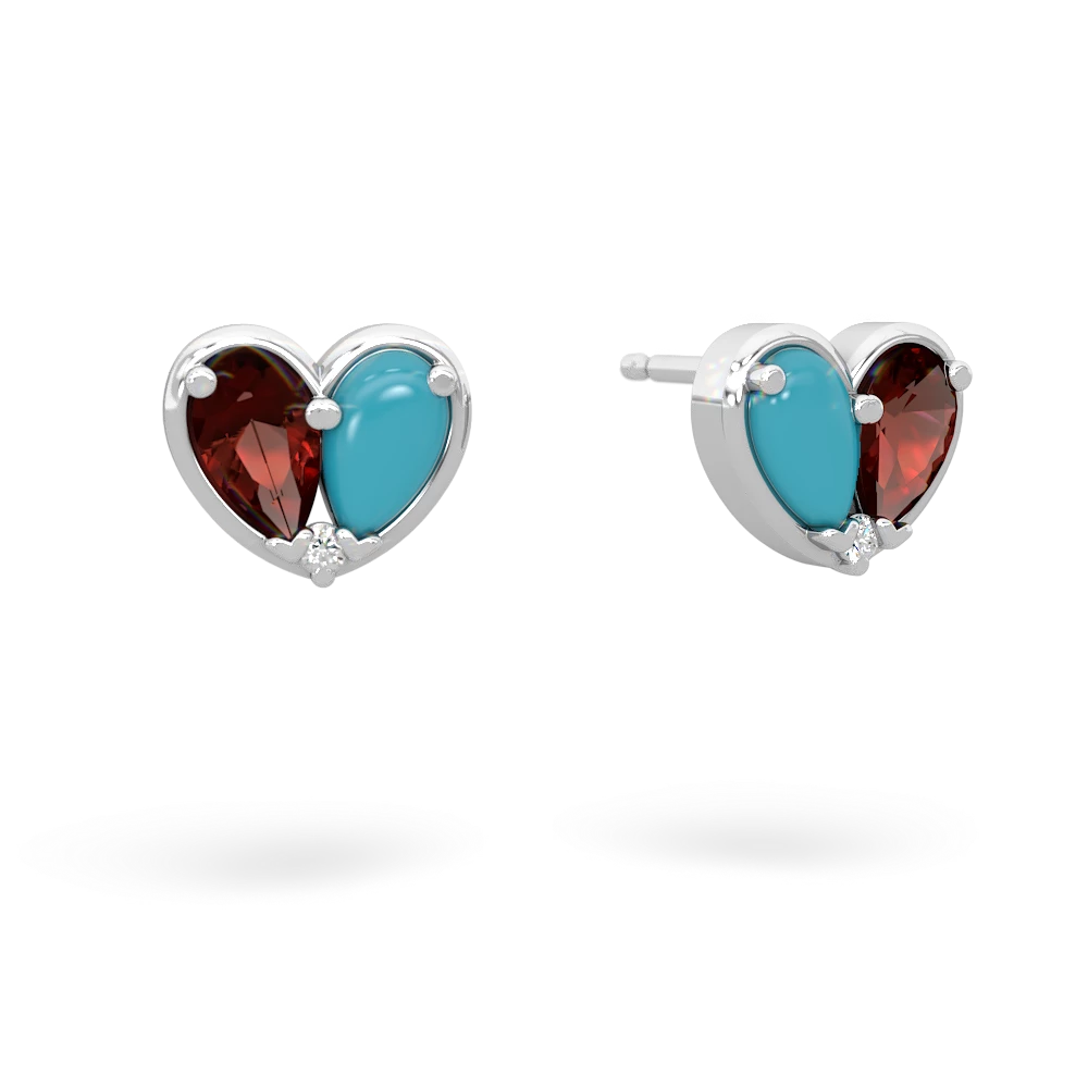 Garnet 'Our Heart' 14K White Gold earrings E5072