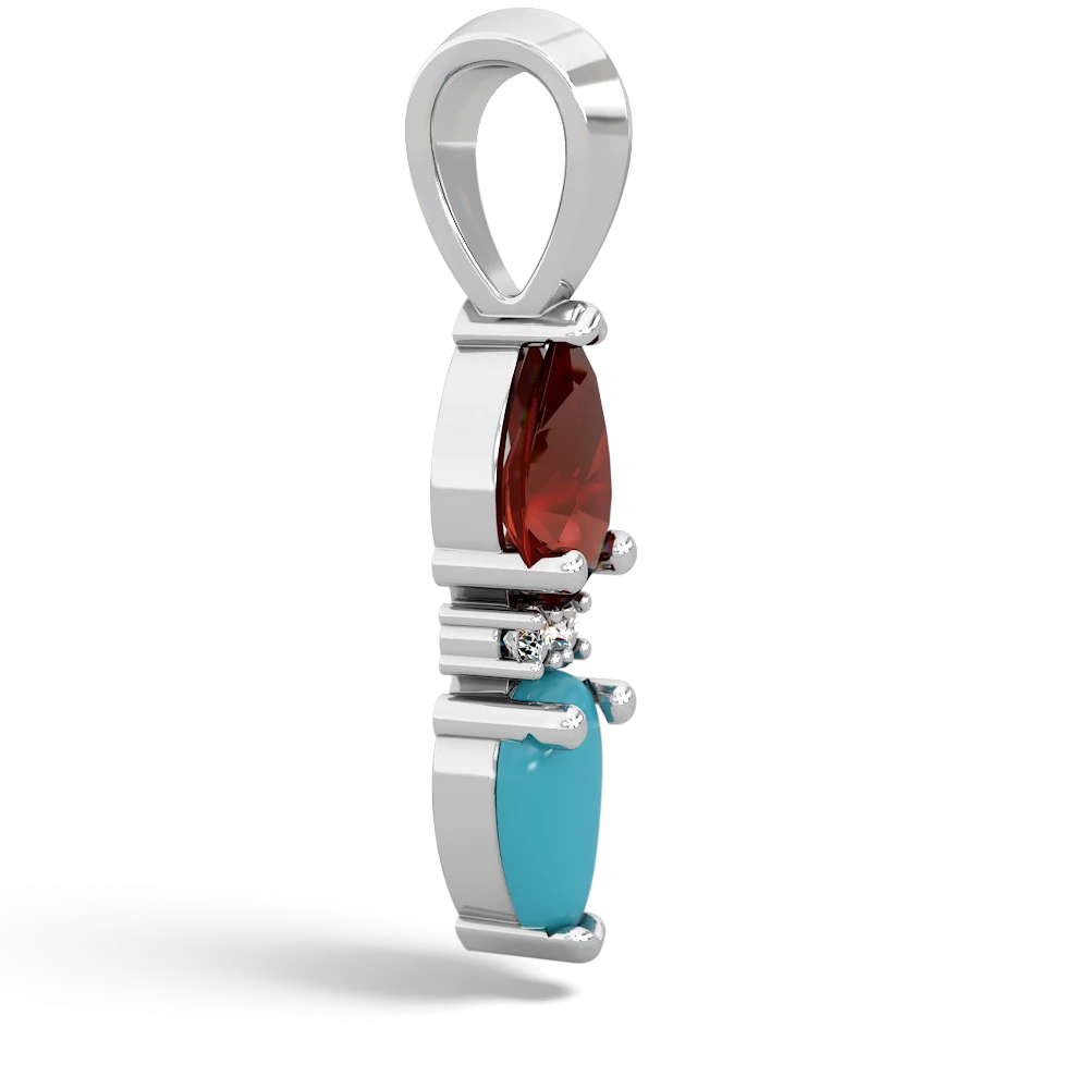 Garnet Bowtie Drop 14K White Gold pendant P0865