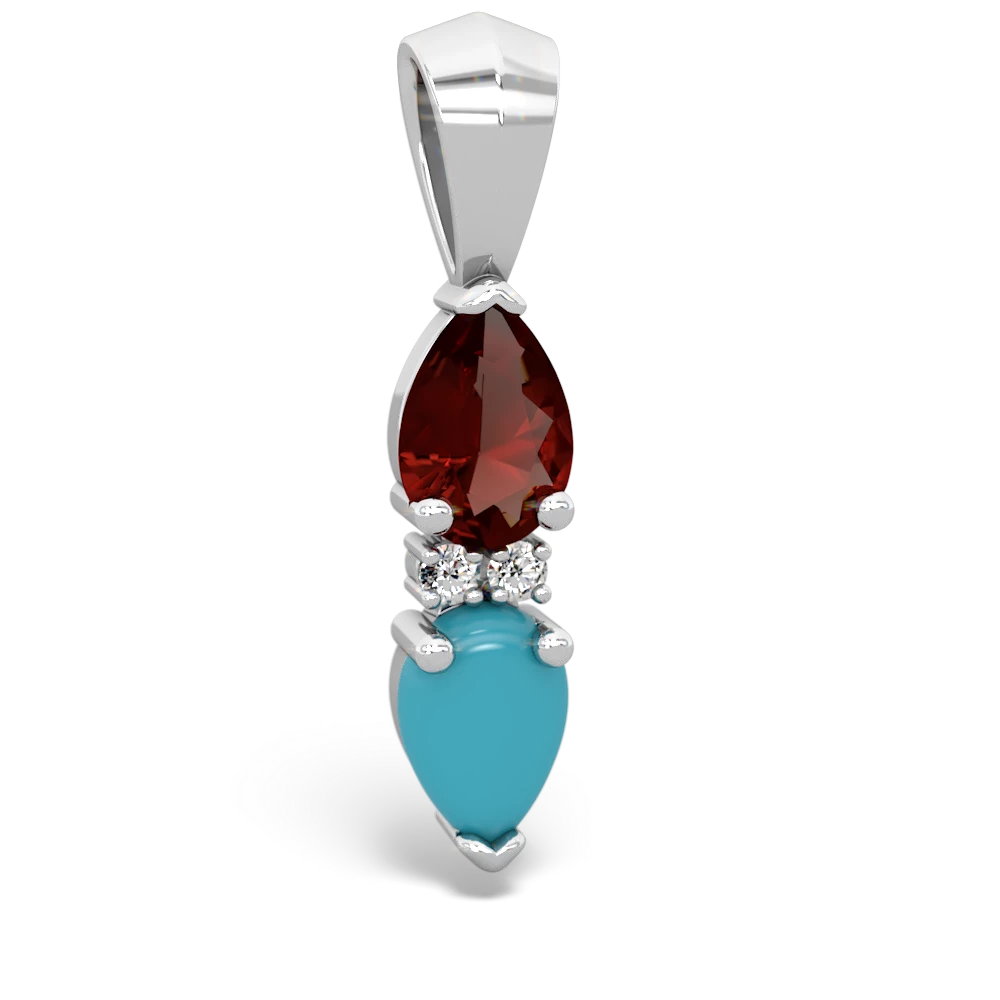 Garnet Bowtie Drop 14K White Gold pendant P0865