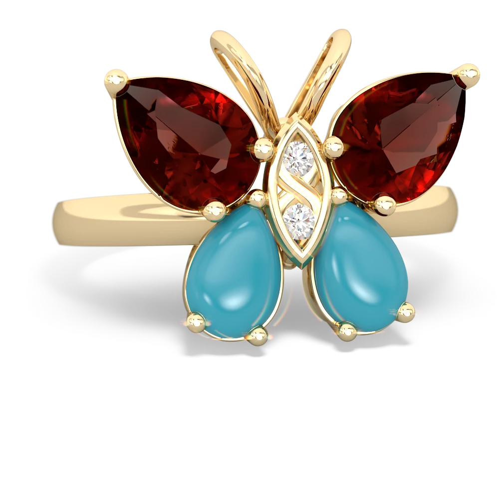 Garnet Butterfly 14K Yellow Gold ring R2215