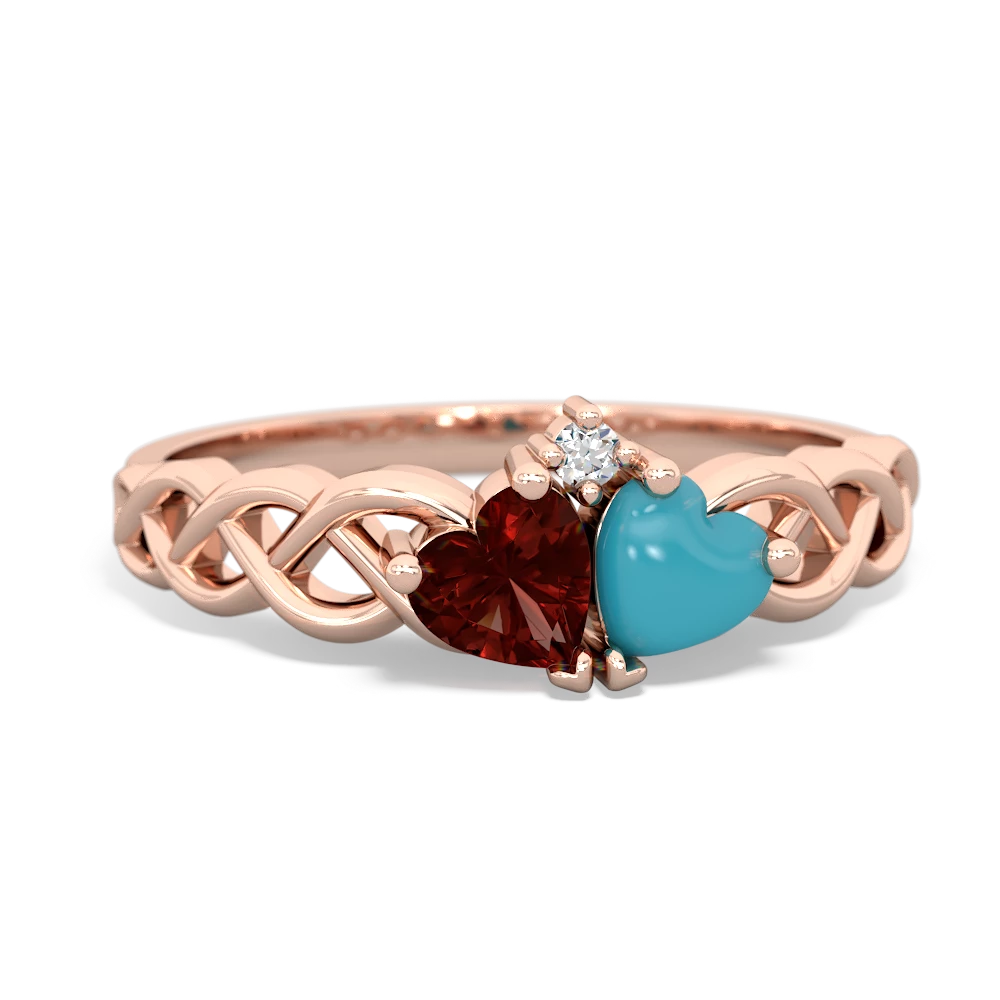 Garnet Heart To Heart Braid 14K Rose Gold ring R5870