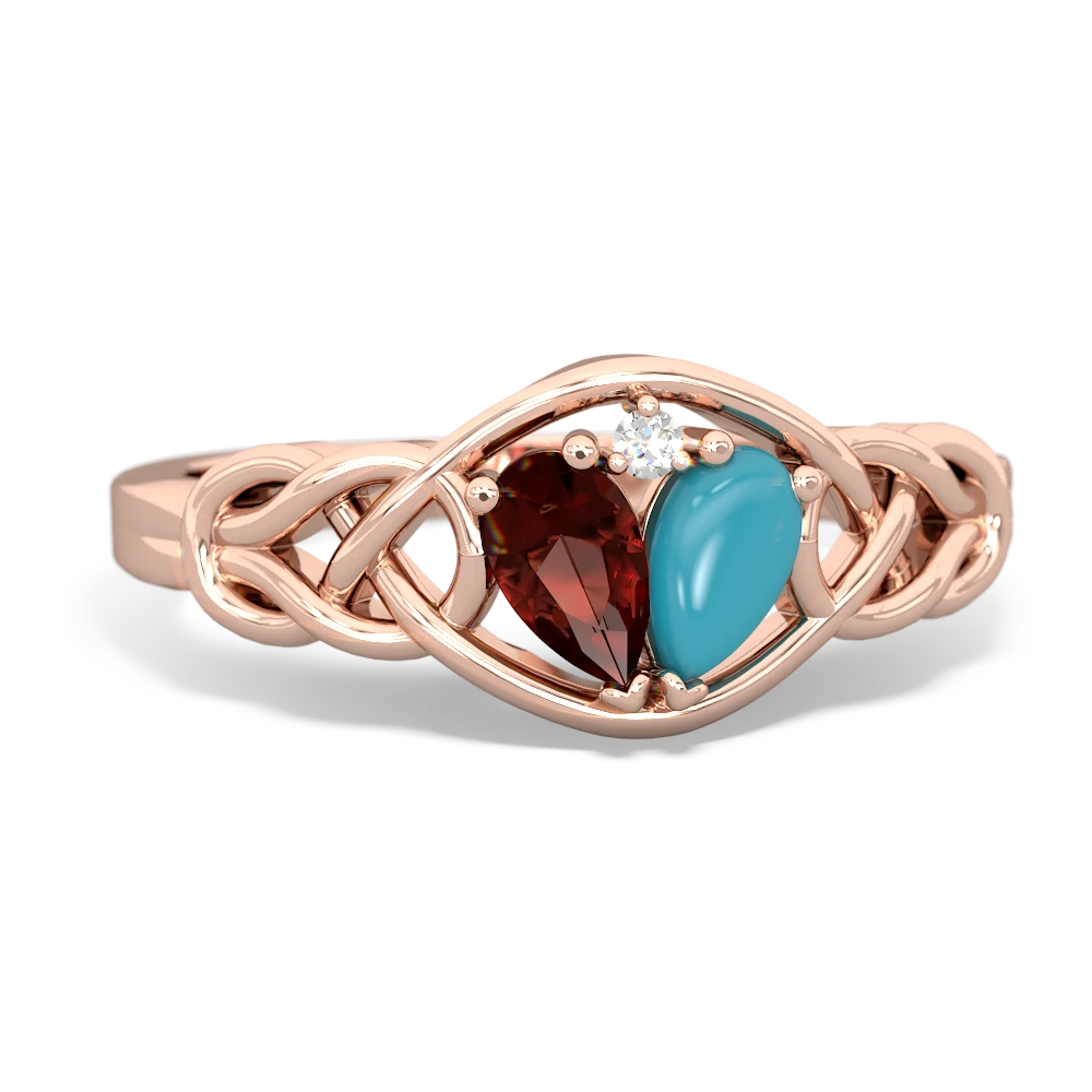 Garnet Celtic Love Knot 14K Rose Gold ring R5420