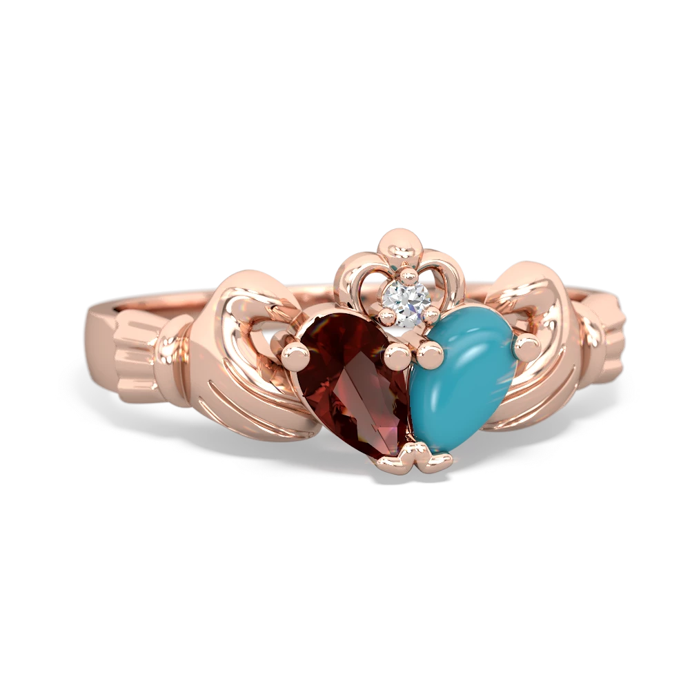 Garnet 'Our Heart' Claddagh 14K Rose Gold ring R2388