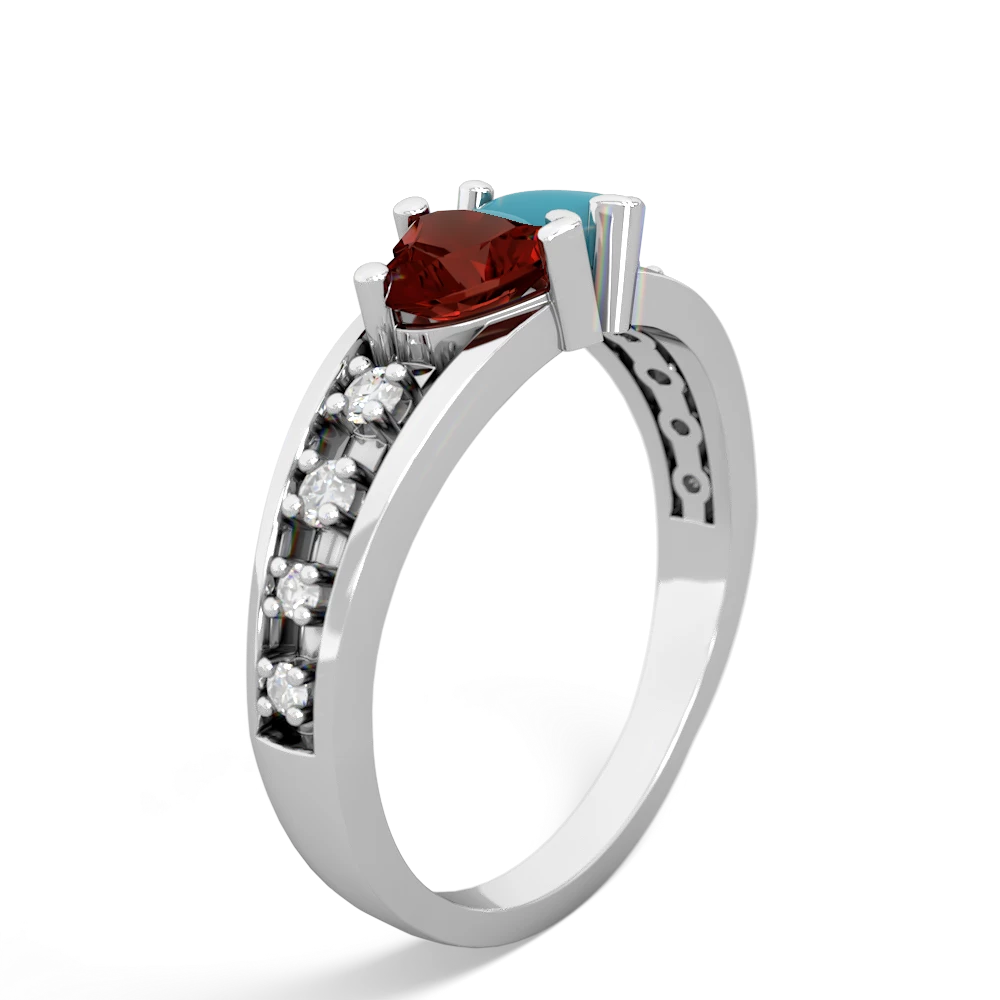 Garnet Heart To Heart 14K White Gold ring R3342