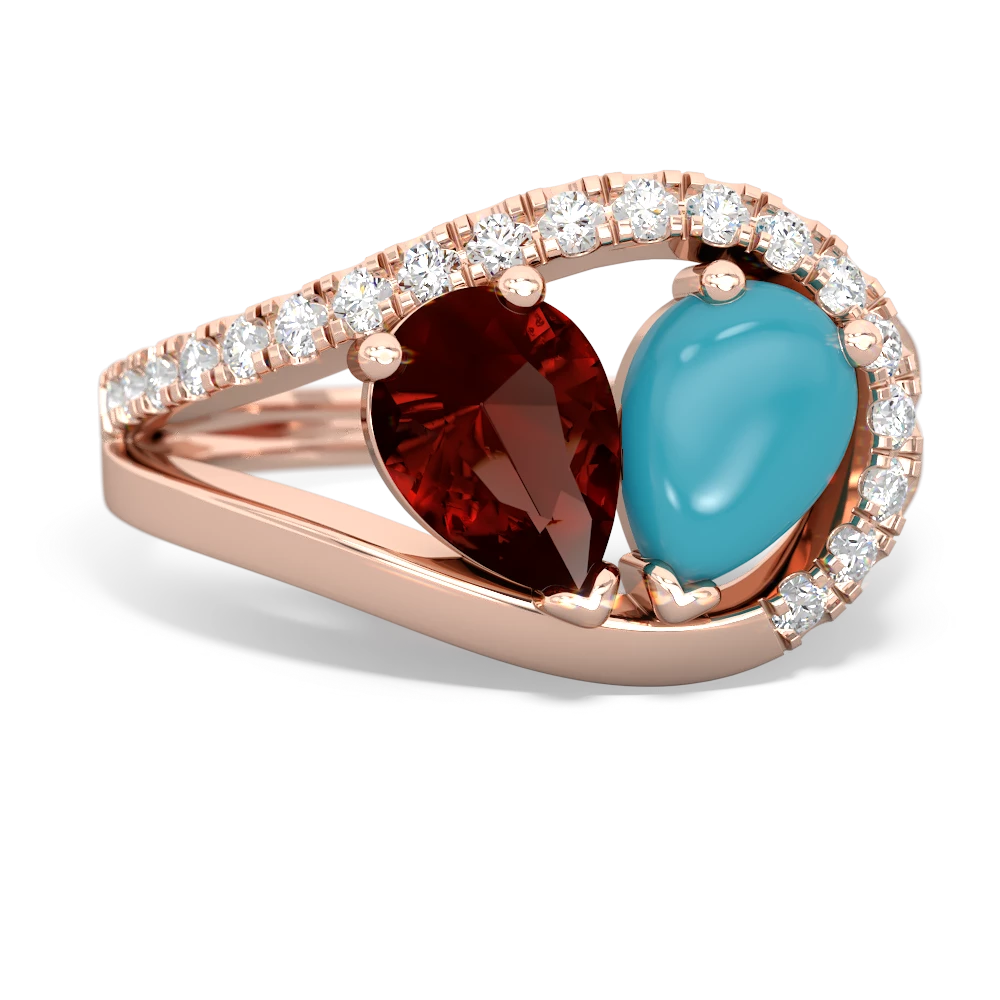 Garnet Nestled Heart Keepsake 14K Rose Gold ring R5650