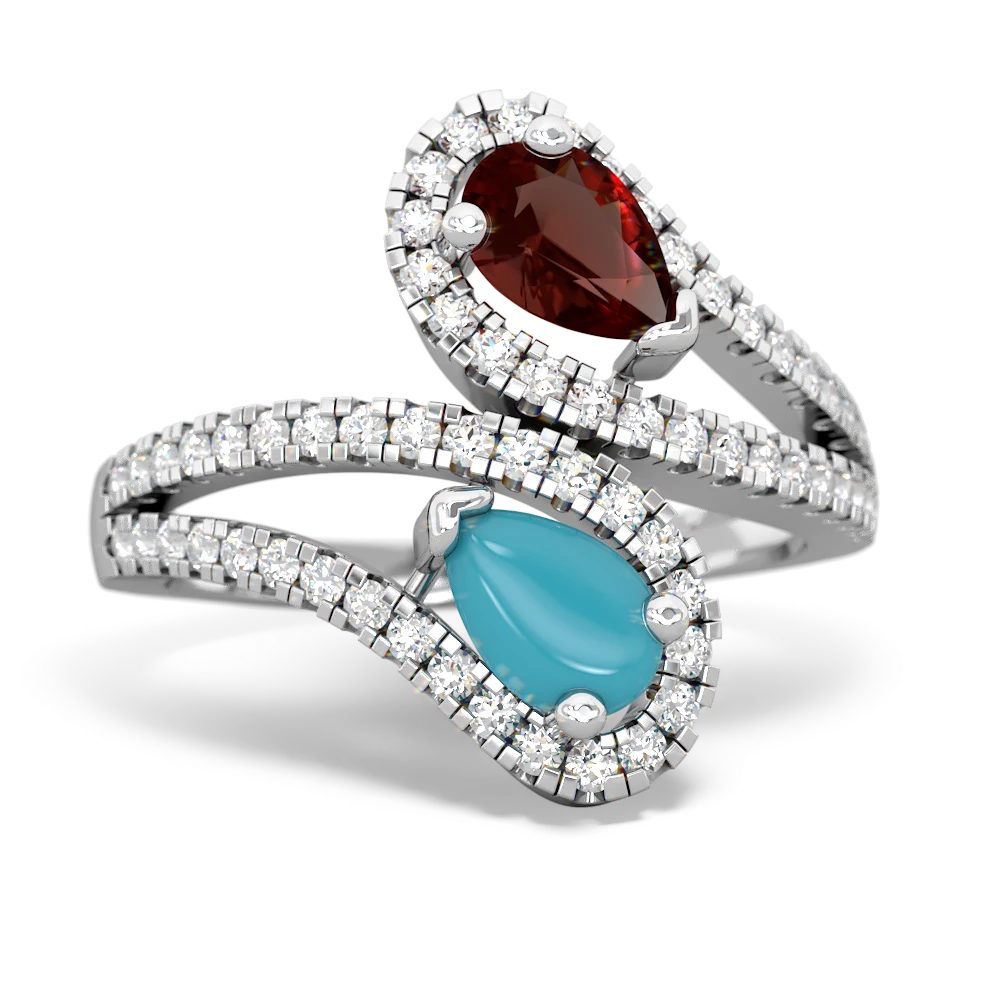 Garnet Diamond Dazzler 14K White Gold ring R3000