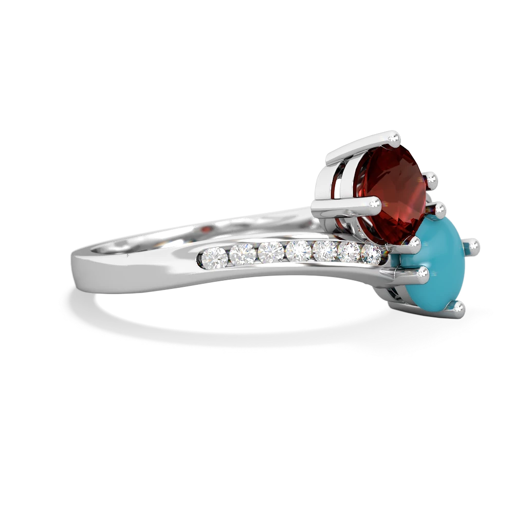 Garnet Channel Set Two Stone 14K White Gold ring R5303