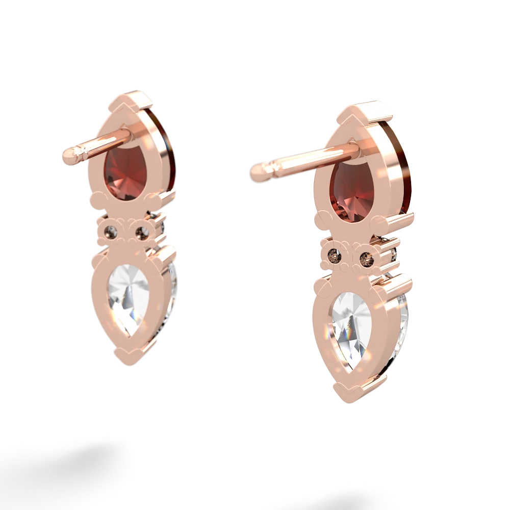 Garnet Bowtie Drop 14K Rose Gold earrings E0865