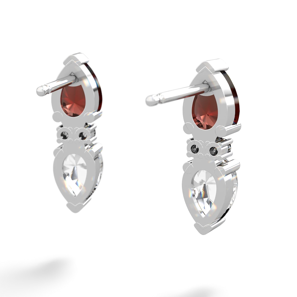 Garnet Bowtie Drop 14K White Gold earrings E0865