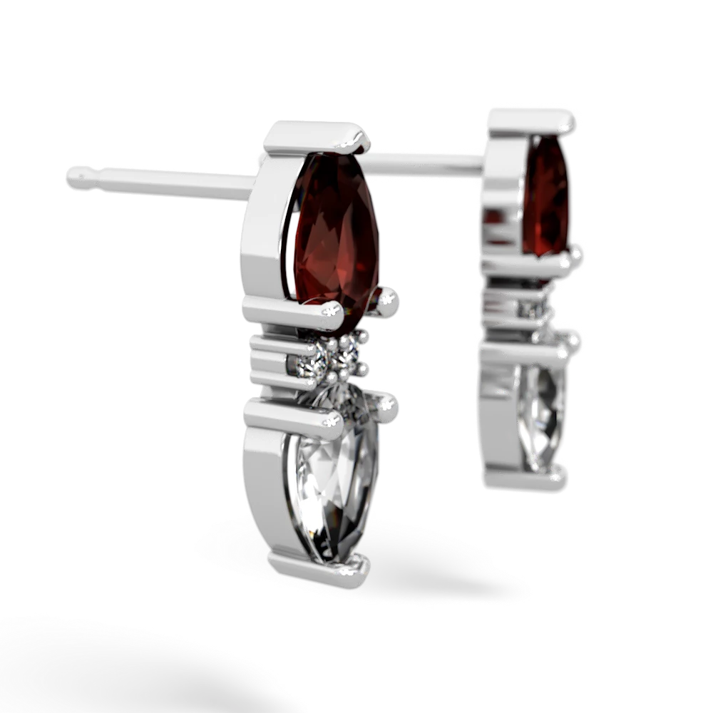 Garnet Bowtie Drop 14K White Gold earrings E0865