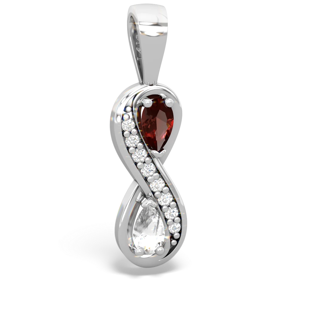 Garnet Diamond Infinity 14K White Gold pendant P5390