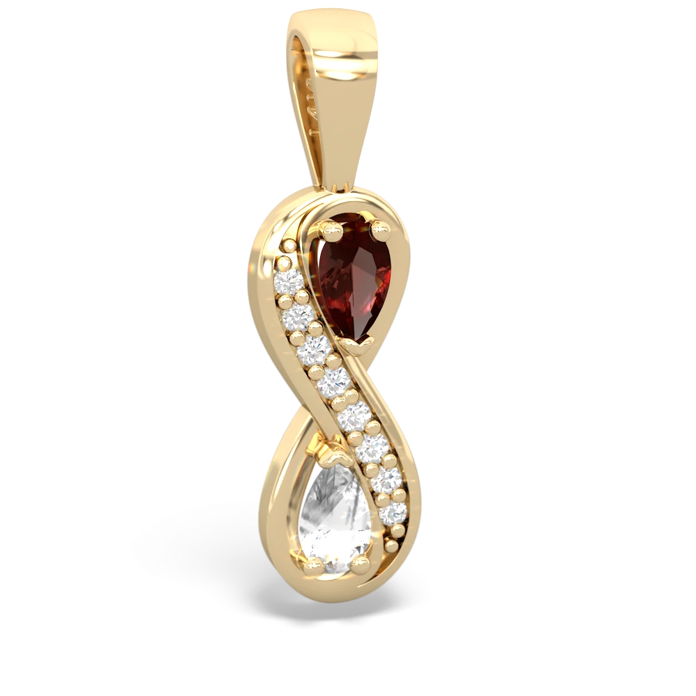 Garnet Diamond Infinity 14K Yellow Gold pendant P5390