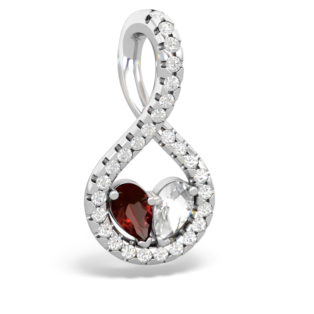 Garnet Pave Twist 'One Heart' 14K White Gold pendant P5360