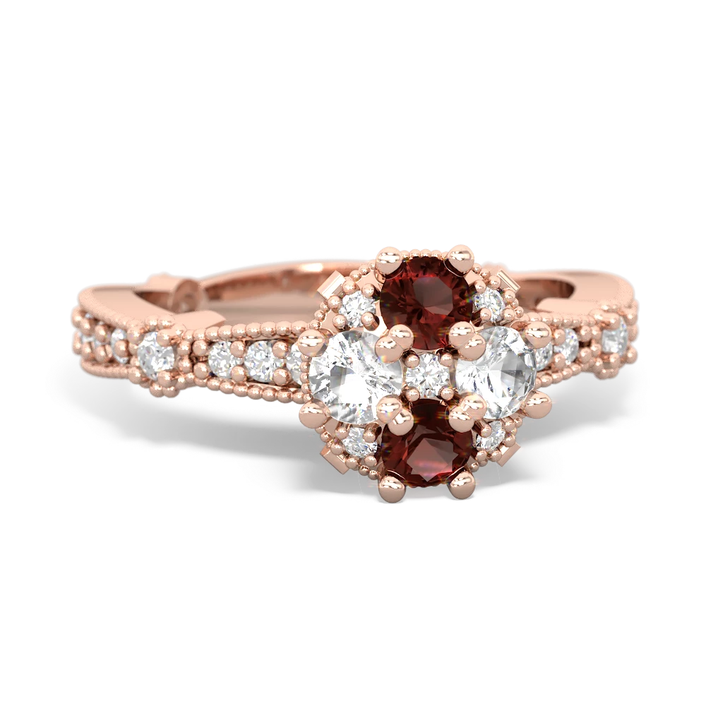 Garnet Sparkling Tiara Cluster 14K Rose Gold ring R26293RD