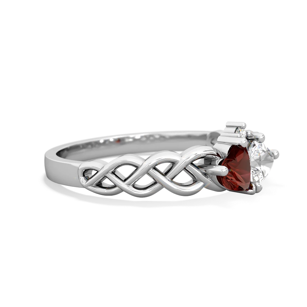 Garnet Heart To Heart Braid 14K White Gold ring R5870