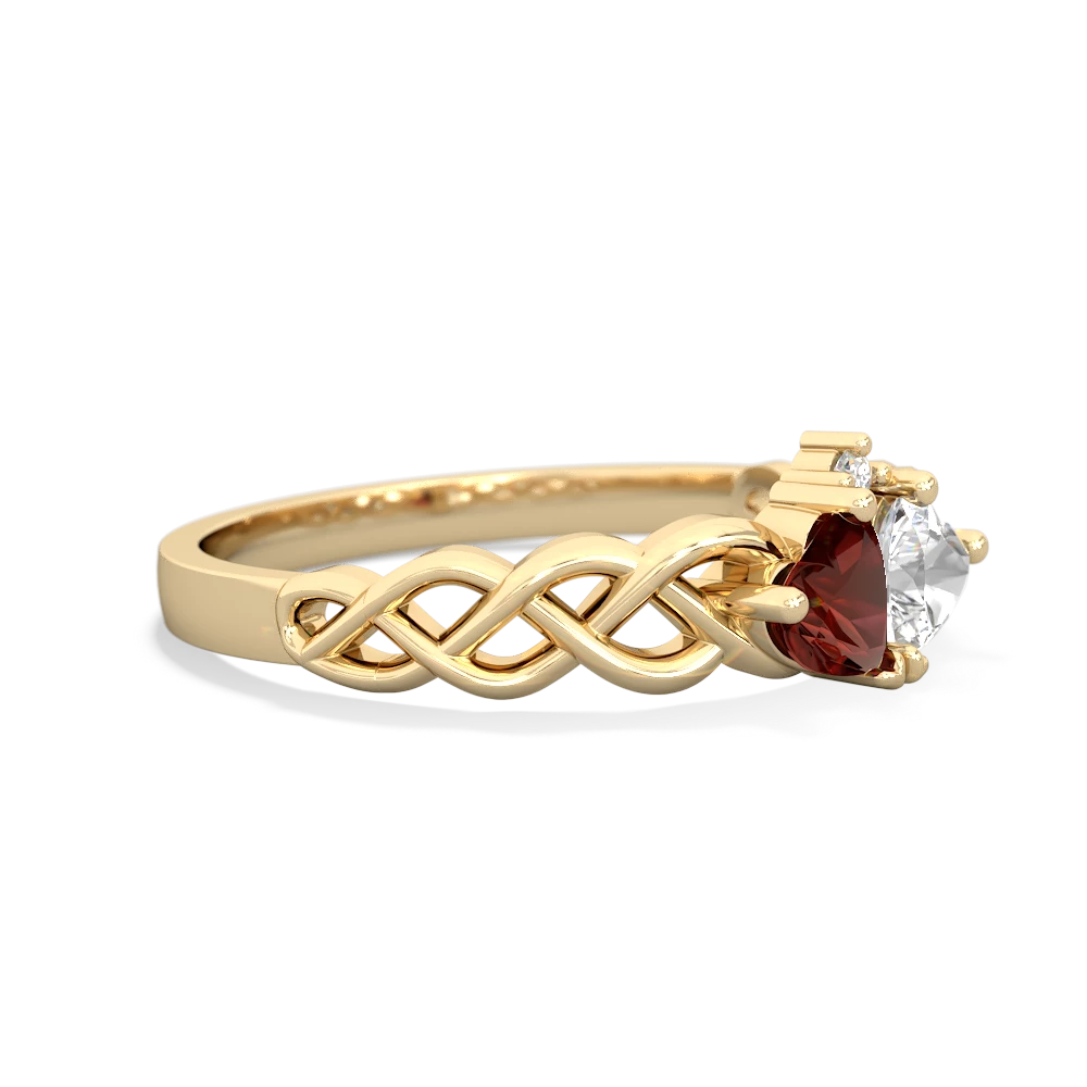 Garnet Heart To Heart Braid 14K Yellow Gold ring R5870